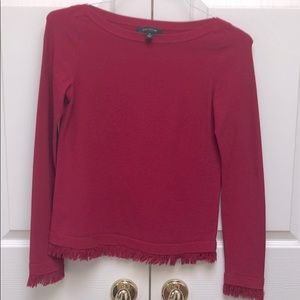 Pink Ann Taylor sweater fringe detail